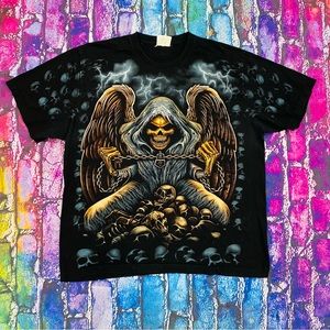 Vintage Rock Eagle skeleton AOP single stitched tee size XL